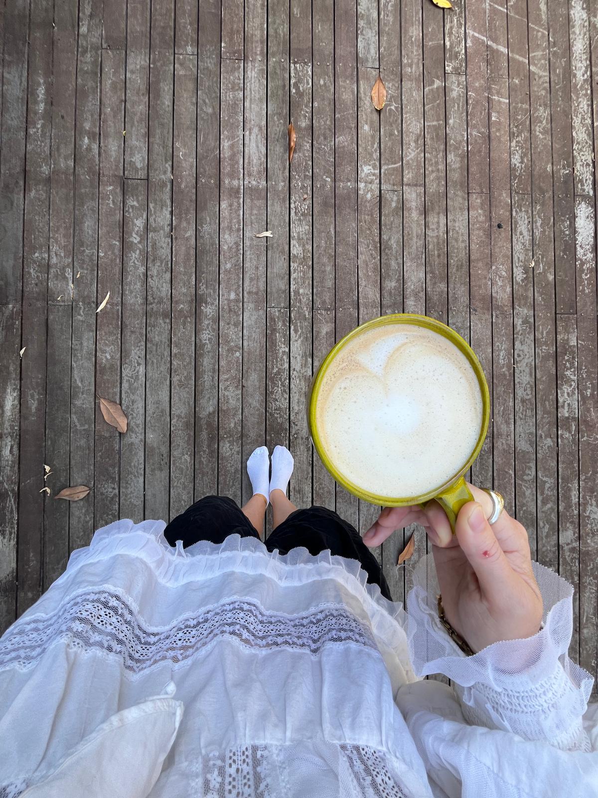 Coffee on a wooden deck
